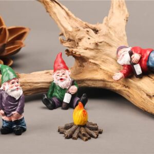 Hartser 4pcs Fairy Garden Accessories Drink Gnomes Dwarf Collectible Figurines Figurines Ornaments My Little Friend Gnome - Fishbowl Miniature Gnome Kit Garden Gnomes (4Pcs)