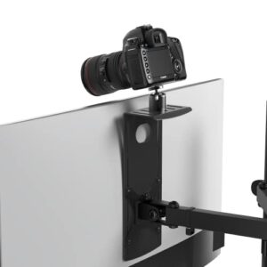 humancentric dslr monitor mount – monitor shelf for desk camera mount, light webcam and microphone camera shelf for monitor vesa arm, replace clamp tripods for camera desk mount, small