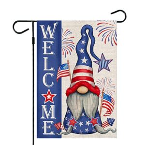 crowned beauty 4th of july patrioctic usa blue gnome garden flag 12×18 inch double sided memorial independence day outside yard party decoration