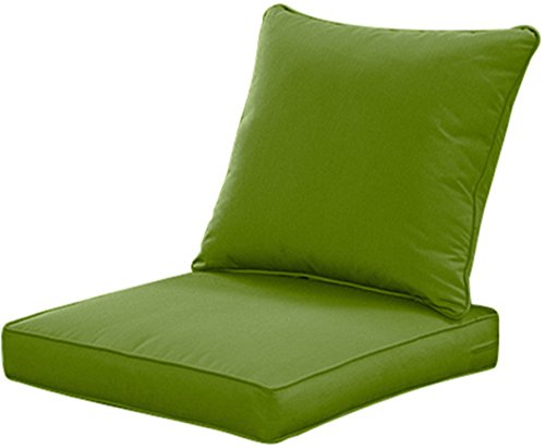 QILLOWAY Outdoor/Indoor Deep Seat Cushions for Patio Furniture, All WeatherLawn Chair Cushion 24 x 24 inch 1 Set(Green)