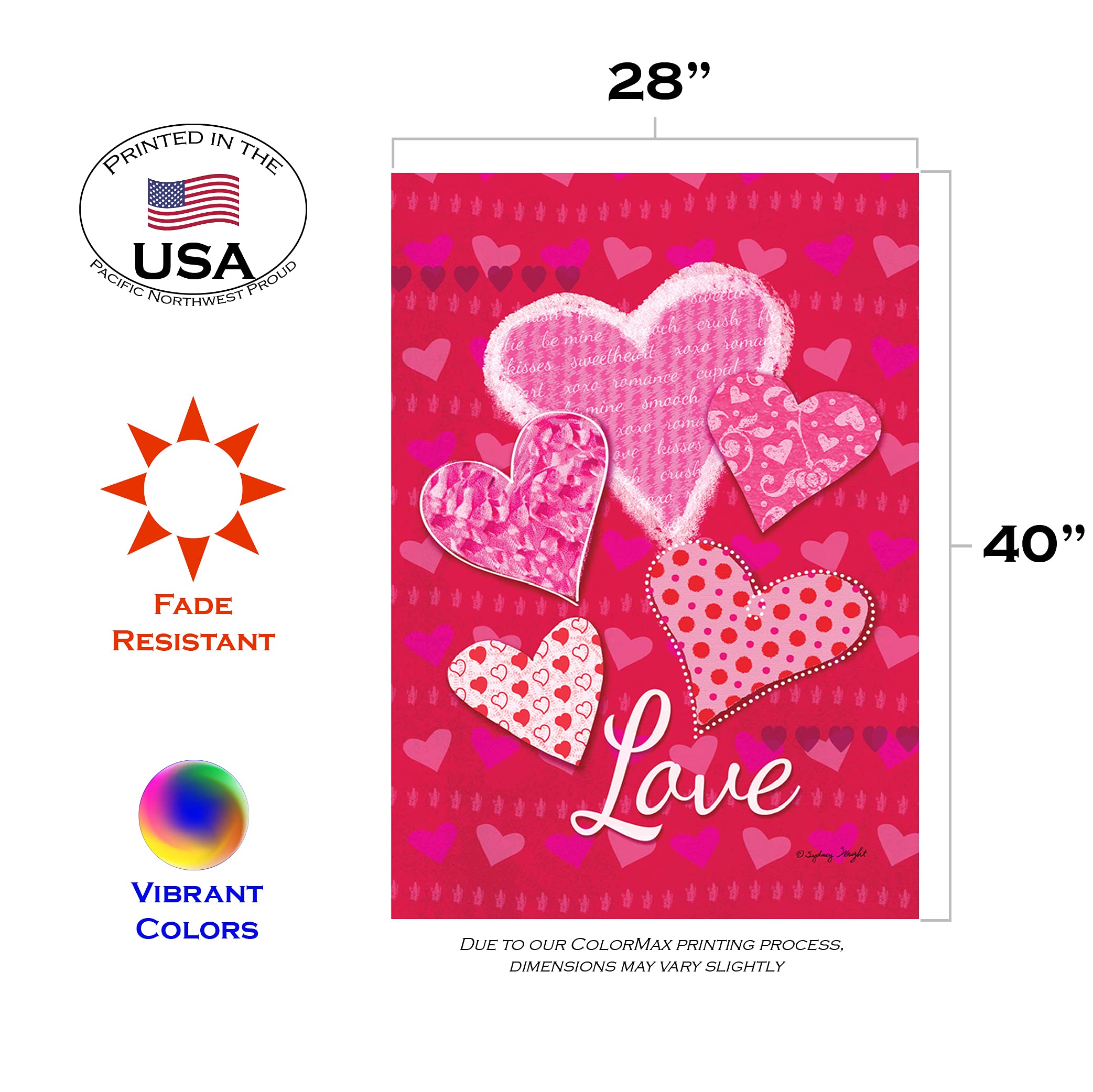 Toland Home Garden 1010058 Whole Lotta Love Valentine Flag 28x40 Inch Double Sided Valentine Garden Flag for Outdoor House Valentines Day Flag Yard Decoration