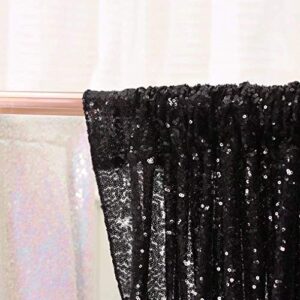 Black Sequin Curtain Backdrop Bling Fabric Backdrop Sparkly Photography Background Backdrop for Halloween Decorations