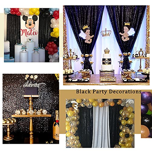 Black Sequin Curtain Backdrop Bling Fabric Backdrop Sparkly Photography Background Backdrop for Halloween Decorations