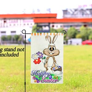 Welcome Easter Garden Flag 12 x 18 Inch Vertical Double Sided Rabbit Bunny Garden Flag Decorative Outside Yard Outdoor Farmhouse Easter Decorations