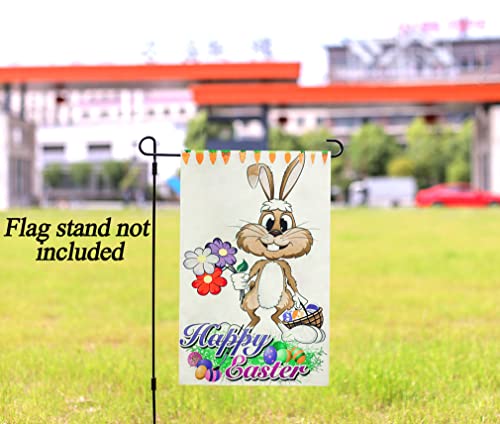 Welcome Easter Garden Flag 12 x 18 Inch Vertical Double Sided Rabbit Bunny Garden Flag Decorative Outside Yard Outdoor Farmhouse Easter Decorations