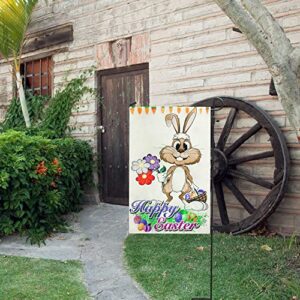 Welcome Easter Garden Flag 12 x 18 Inch Vertical Double Sided Rabbit Bunny Garden Flag Decorative Outside Yard Outdoor Farmhouse Easter Decorations