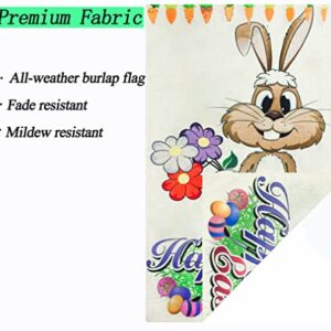 Welcome Easter Garden Flag 12 x 18 Inch Vertical Double Sided Rabbit Bunny Garden Flag Decorative Outside Yard Outdoor Farmhouse Easter Decorations