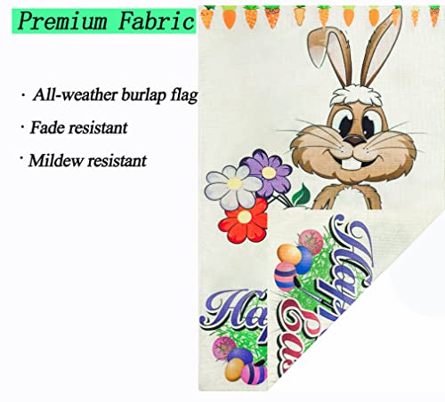 Welcome Easter Garden Flag 12 x 18 Inch Vertical Double Sided Rabbit Bunny Garden Flag Decorative Outside Yard Outdoor Farmhouse Easter Decorations