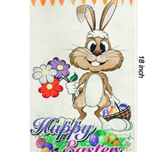 Welcome Easter Garden Flag 12 x 18 Inch Vertical Double Sided Rabbit Bunny Garden Flag Decorative Outside Yard Outdoor Farmhouse Easter Decorations