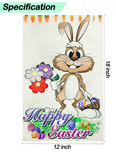 Welcome Easter Garden Flag 12 x 18 Inch Vertical Double Sided Rabbit Bunny Garden Flag Decorative Outside Yard Outdoor Farmhouse Easter Decorations