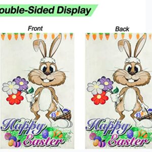 Welcome Easter Garden Flag 12 x 18 Inch Vertical Double Sided Rabbit Bunny Garden Flag Decorative Outside Yard Outdoor Farmhouse Easter Decorations