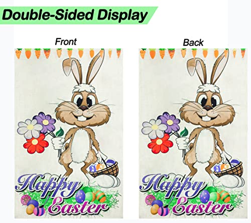 Welcome Easter Garden Flag 12 x 18 Inch Vertical Double Sided Rabbit Bunny Garden Flag Decorative Outside Yard Outdoor Farmhouse Easter Decorations