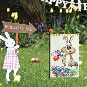 Welcome Easter Garden Flag 12 x 18 Inch Vertical Double Sided Rabbit Bunny Garden Flag Decorative Outside Yard Outdoor Farmhouse Easter Decorations