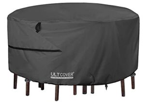 ultcover round patio furniture cover – outdoor waterproof table with chair set cover 92 inch, black