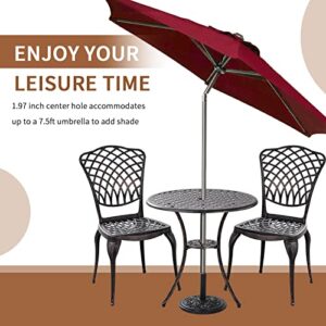 Withniture Patio Bistro Set 3 Piece Outdoor Cast Aluminum Bistro Set,Aluminum Table and Chairs Set with Umbrella Hole,All Weather Outdoor Bistro Set for Front Proch Set Garden Bistro Sets (Bronze)