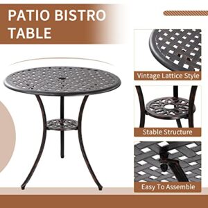 Withniture Patio Bistro Set 3 Piece Outdoor Cast Aluminum Bistro Set,Aluminum Table and Chairs Set with Umbrella Hole,All Weather Outdoor Bistro Set for Front Proch Set Garden Bistro Sets (Bronze)