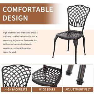 Withniture Patio Bistro Set 3 Piece Outdoor Cast Aluminum Bistro Set,Aluminum Table and Chairs Set with Umbrella Hole,All Weather Outdoor Bistro Set for Front Proch Set Garden Bistro Sets (Bronze)