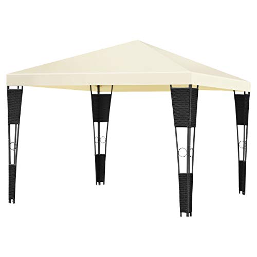 Tangkula Gazebo 10 x 10, Metal Frame Gazebo Canopy for Outdoor Patio Garden Backyard (Beige)