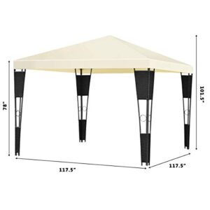 Tangkula Gazebo 10 x 10, Metal Frame Gazebo Canopy for Outdoor Patio Garden Backyard (Beige)