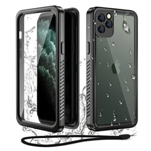 wifort iphone 11 pro waterproof case built-in screen protector water resistant cover protective drop protection hard, shockproof full body defender tough military grade – 5.8″ black