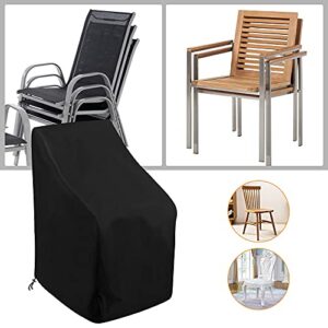 Stacking Outdoor Chair Cover Waterproof, Uranshin Outdoor Patio Furniture Covers Stacked Chairs 210D, Lounge Chair Covers Outdoor Stack Chairs for All Weather Protection, Black, 25" L x 25" W x 47”H