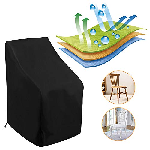 Stacking Outdoor Chair Cover Waterproof, Uranshin Outdoor Patio Furniture Covers Stacked Chairs 210D, Lounge Chair Covers Outdoor Stack Chairs for All Weather Protection, Black, 25" L x 25" W x 47”H