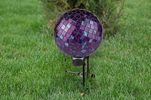 Lily's Home Metal Gazing Ball Stand for 10 or 12 inch Metal and Glass Garden Gazing Globes. Black. 9-inch Tall
