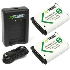 wasabi power np-bx1 battery (2-pack) and dual usb charger for sony np-bx1/m8, cyber-shot dsc-hx95, hx99, hx350, rx1, rx1r ii, rx100 (ii/iii/iv/v/va/vi/vii), fdr-x3000, hdr-as50, as300, zv-1 and more