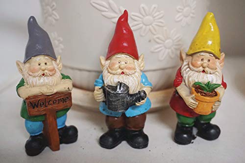 MUAMAX Miniature Gnome Figurines Set of 3 Small Gnomes Sets for Fairy Gardens Gnomes Gifts Gnome Garden Accessories
