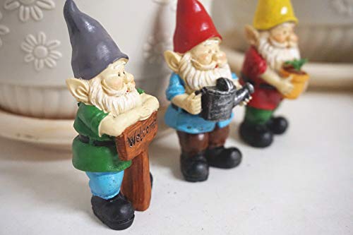 MUAMAX Miniature Gnome Figurines Set of 3 Small Gnomes Sets for Fairy Gardens Gnomes Gifts Gnome Garden Accessories