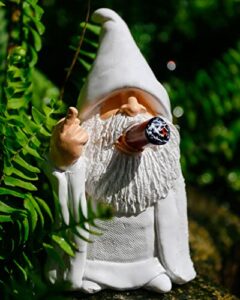 bbdis funny garden gnome statue,5.9in naughty mini smoking middle finger gnomes statue for fairy garden,indoor or outdoor lawn garden christmas decorations housewarming garden gifts