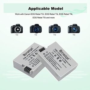 Bonadget 2Pack LP-E8 Battery Packs and LCD Dual Charger Compatible with Canon Rebel T3i T5i T2i T4i,EOS 700D 600D 550D 650D,Kiss X4 X5 X6 X6i X7i Digital Camera