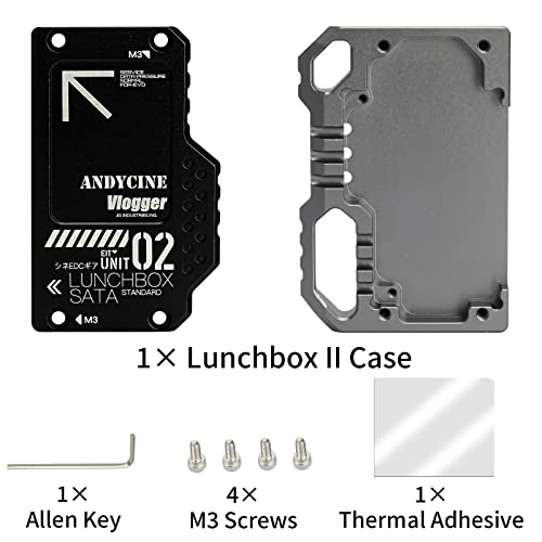 ANDYCINE Lunchbox II Black Magnalium Case for DIY SSD Compatible for Atomos Ninja V,V+, Ninja Flame, Ninja Inferno, and Shogun Inferno Monitors