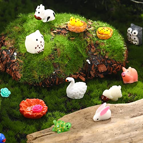 300 Pcs Miniature Fairy Garden Accessories Fairy Garden Kit Mini Animals Mushroom Flower Tiny Animals Figurine Mini Resin Figures Outdoor Micro Landscape Ornaments for Dollhouse Bonsai Terrarium Decor