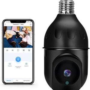 WOOLINK 3MP Wireless WiFi Light Bulb Security Camera 2.4GHz Smart Home Dome Security Cameras Night Vision Alarm Motion Detection Indoor/Outdoor