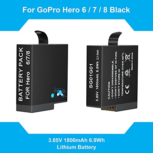 FOOAO Flip Reader Box with 3 Pack Batteries and Fast Charger for GoPro Hero 8 Hero 7 Hero 6, USB and USB-C Fast Charger with High Speed Micro SD Card Reader and Battery Power Read Function