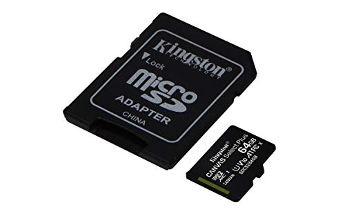 Kingston 64GB microSDXC Canvas Select Plus 100MB/s Read A1 Class 10 UHS-I Memory Card + Adapter (SDCS2/64GB)