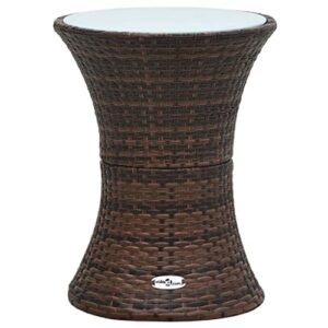Patio Side Table Outdoor Patio Table - Outside Dining Furniture for Deck,Porch,Balcony,Garden,Backyard and Lawn Drum Shape Brown Poly Rattan