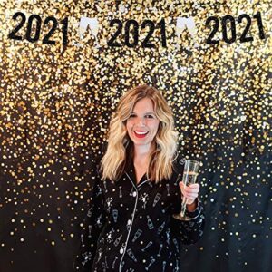 Black and Gold Photo Booth Backdrop - Perfect Party Decoration for Graduation, Birthday, Christmas, New Years Eve, Bachelorette, Weddings, Prom | Gatsby Photo Booth | Measures 6ft x 6ft