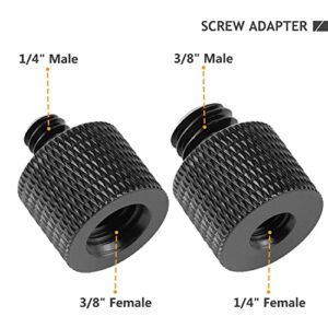 Camera Screw Adapter Thread 1/4" Male to 3/8" Female and 3/8" Male to 1/4" Female Adapter Set for Camera Monitor, Tripod, Mount