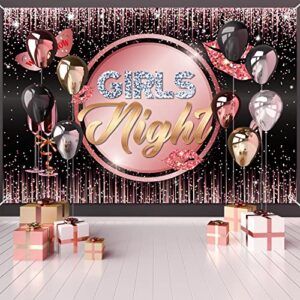 girls night backdrop banner party decorations for women lady girls rose gold pink high heels champagne bachelorette bridal shower night background photography decor supplies glitter