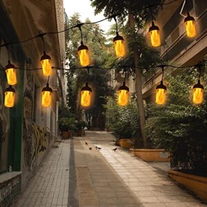 23 FT Solar Flickering Flame Outdoor String Lights 15 LED Waterproof Decorative Hanging Patio Backyard Garden Party Wedding Christmas Transparent (Warm White)