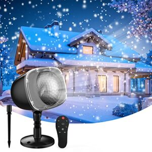 christmas snowfall projector light, yokgrass led snow projector outdoor holiday lights ip65 waterproof with remote control dynamic falling snow effect for garden, party, halloween landscape decoration