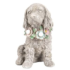 ovewios garden statue dog memorial gifts – yard art decoration with solar led lights waterproof resin garden figurine decor for outdoor patio yard lawn ornament