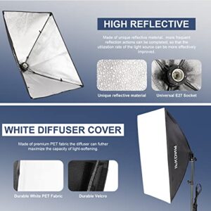 Softbox Lighting Kit, IFKDNR 105W LED Continuous Photography Lighting 20"x28" Softbox 5500K 110V-240V AC Bulbs Studio Light for Video Recording Portrait and Video Shoot with E27 Socket