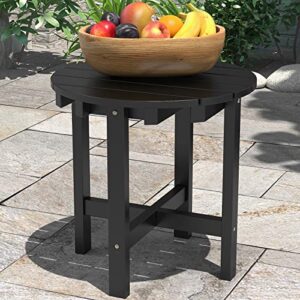 jinlly outdoor side table, 18 inch patio wood adirondack table, small round outside wooden end tables for pool, porch, garden, balcony, beach, black