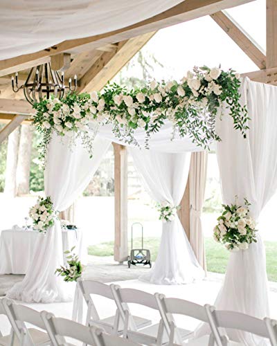 White Backdrop Curtains 10ft x 10ft Chiffon Photo Back Drop Drapes for Wedding Birthday Parties Baby Decorations 2 Panels 5ft x 10ft