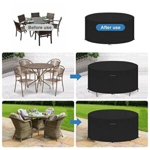 VANSHEIM Outdoor Dining Table Cover Round Outdoor Table Cover Waterproof Patio Coffee Table Cover Round Patio Furniture Covers Waterproof Heavy Duty Round with Air Vents Patio Table Cover Ø63 x28