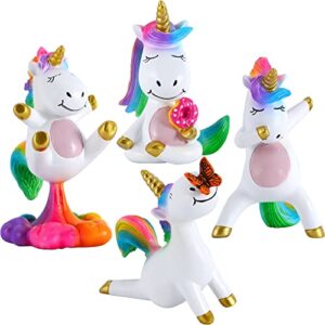mood lab miniature unicorn figurines set – funny mini statue kit of 4 pcs – unicorn fairy garden accessories