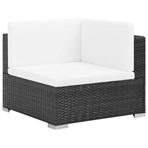 QZZCED 6 Piece Patio Lounge Set with Cushions,Outdoor Couch,Patio Bar Set,Modern Outdoor Furniture,Dining Bench with Back,Bistro Set,for Patio Deck Garden,Backyard & Lawn,Poly Rattan Black